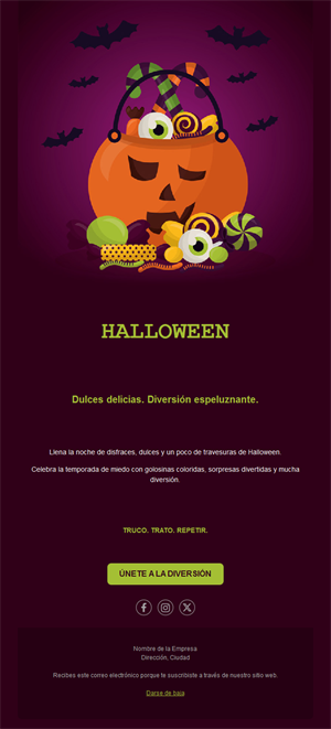 Email de Halloween truco o trato