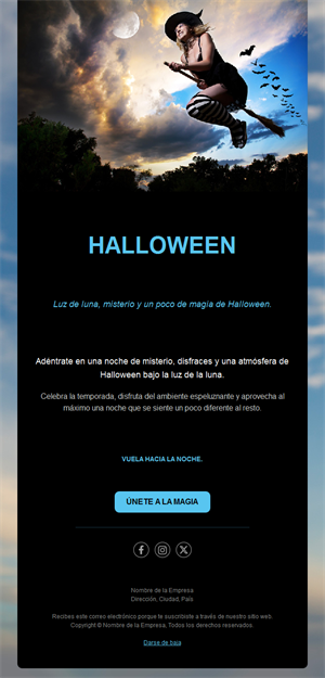 Plantilla de email de Halloween con bruja