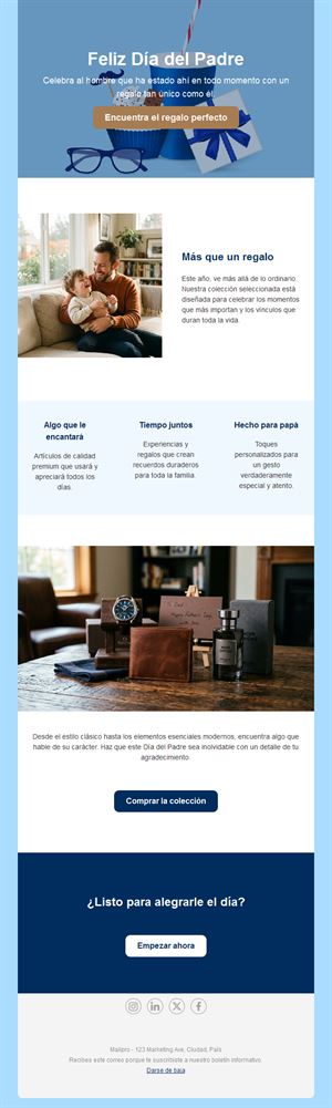 Email de colección de regalos del Día del Padre