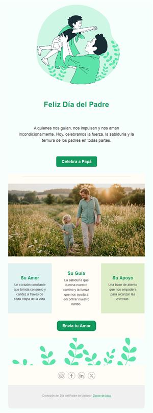 Email verde ilustrado del Día del Padre
