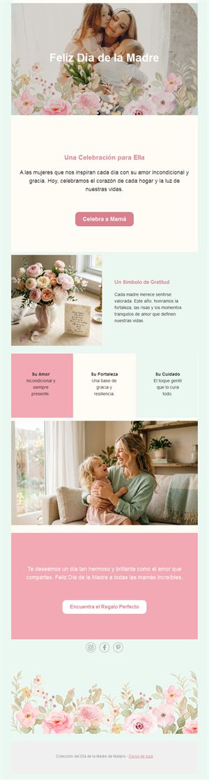 Newsletter menta y rosa del Día de la Madre