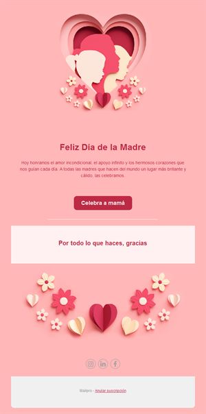 Email rosa del Día de la Madre con corazón