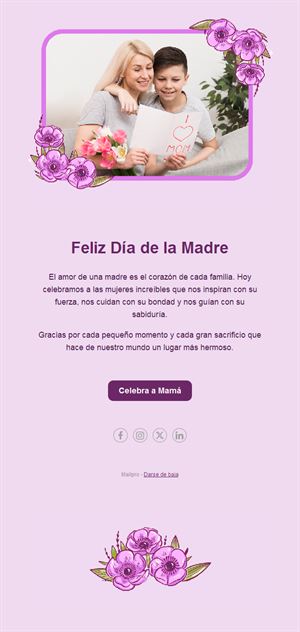 Email lila del Día de la Madre con flores