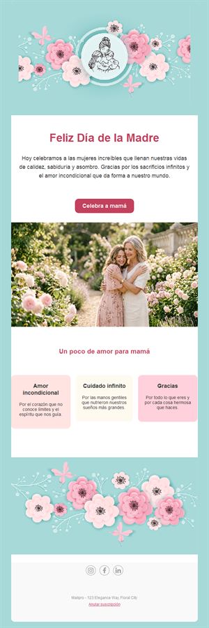 Email turquesa del Día de la Madre