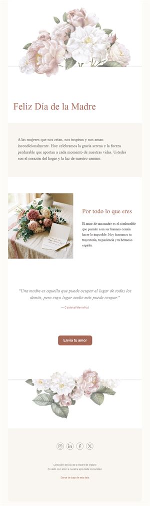 Email elegante del Día de la Madre con peonías