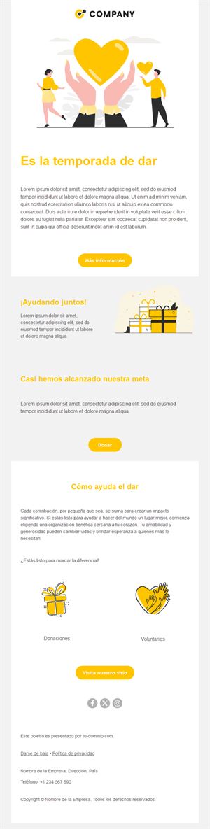 Email de campaña de donaciones para ONG