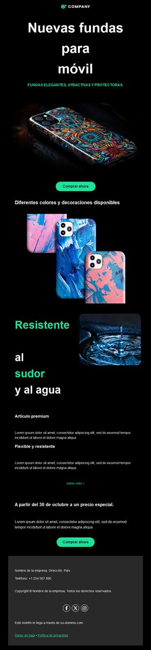 Email de producto destacado: fundas de móvil