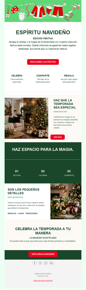 Newsletter navideña de decoración del hogar