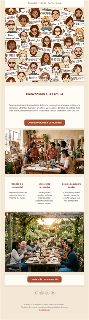 Email de bienvenida a la comunidad