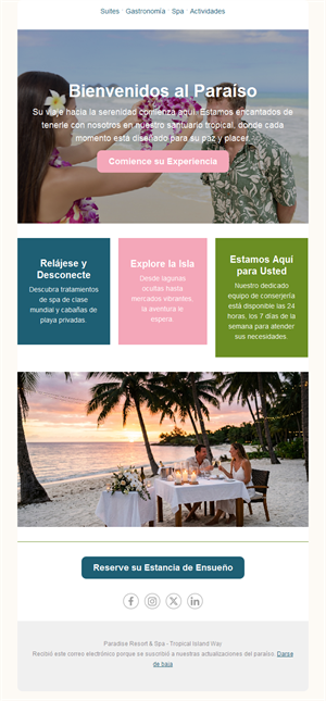 Email de bienvenida de resort