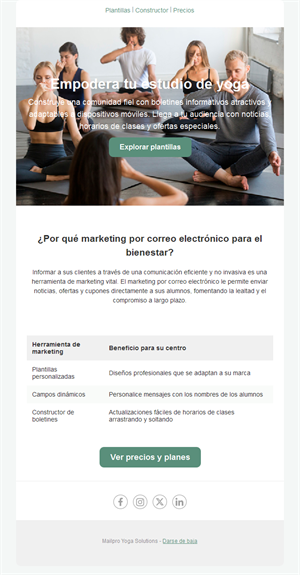 Email marketing para estudios de yoga