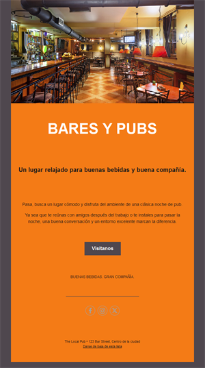 Invitación por email a un pub clásico