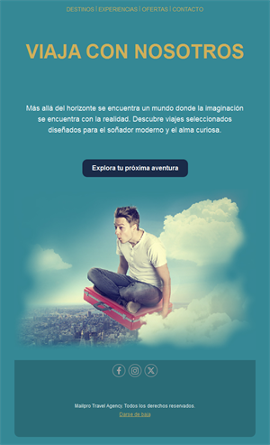 Email verde azulado de inspiración viajera