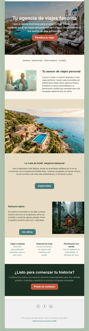 Email de asesor de viajes personal