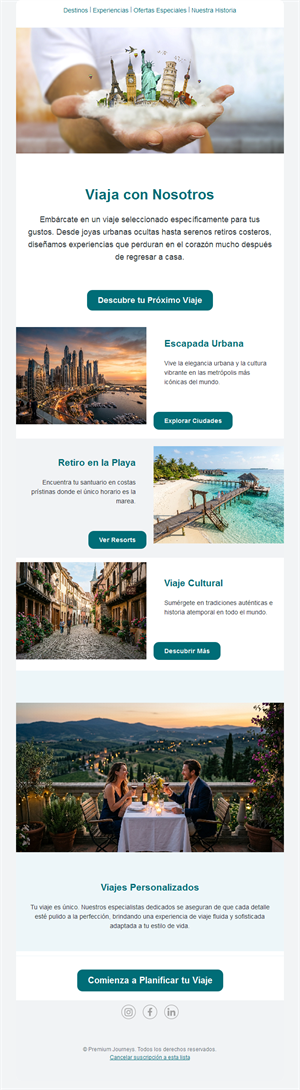 Email de viajes a medida