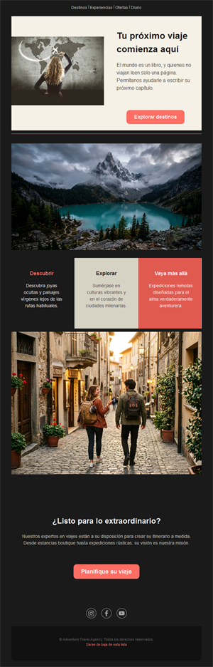 Email de agencia de viajes de aventura