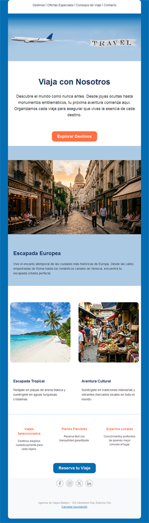 Email de escapada por Europa