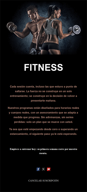 Email motivacional de fitness