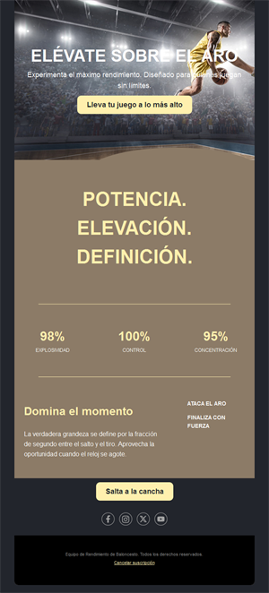 Email de estadísticas de rendimiento