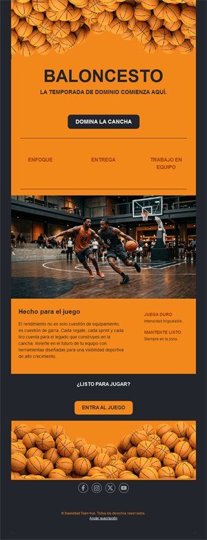 Email de inicio de temporada de baloncesto