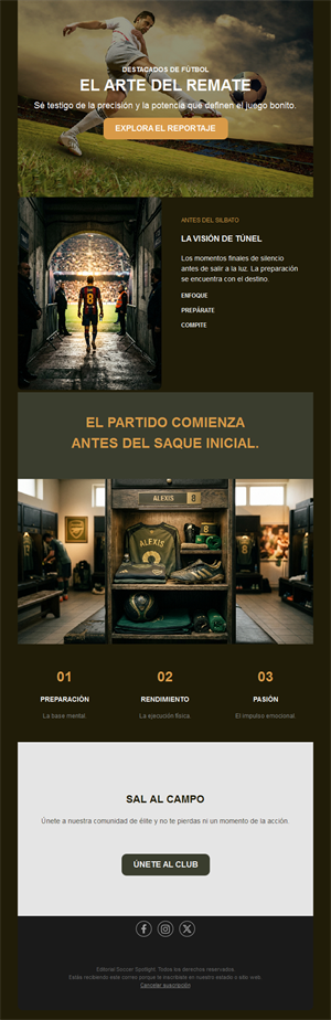 Newsletter de jugador destacado de fútbol