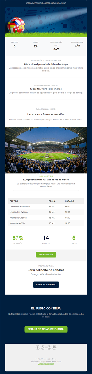 Newsletter de noticias y fichajes de fútbol