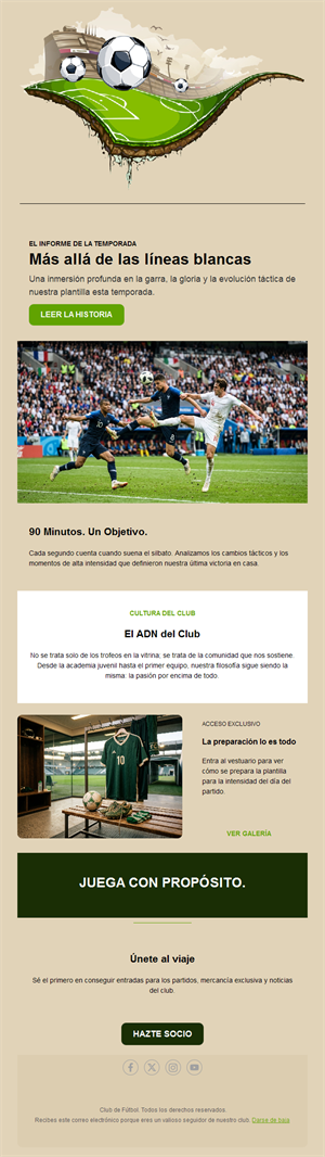 Newsletter de resumen de temporada de fútbol