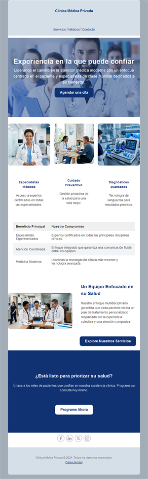 Newsletter de clínica de especialistas