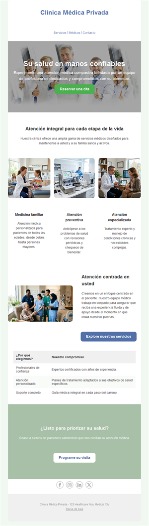 Email de clínica de medicina familiar