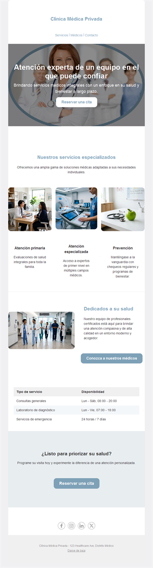 Email de servicios de clínica privada