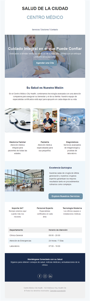 Newsletter de centro médico urbano