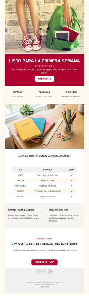 Email de la primera semana de clase