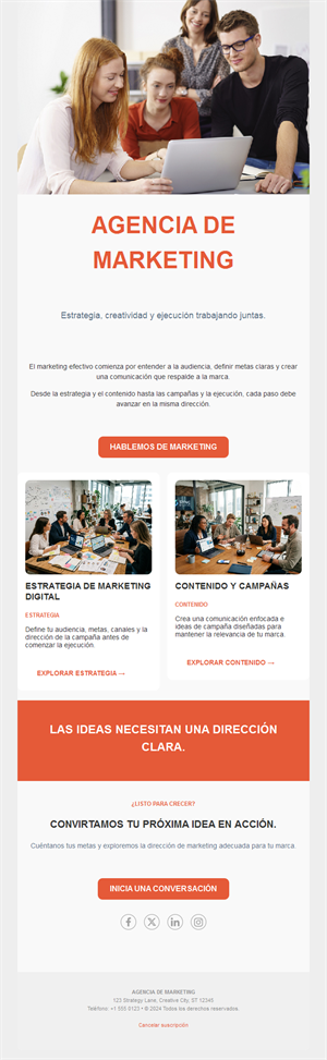 Email de servicios de agencia de marketing
