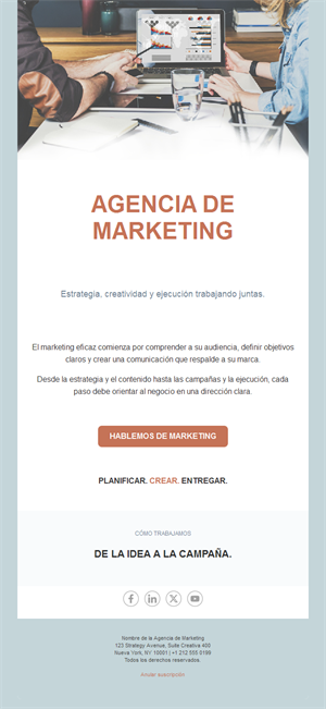 Email de agencia de marketing en terracota
