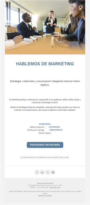 Email de agencia para agendar una reunión