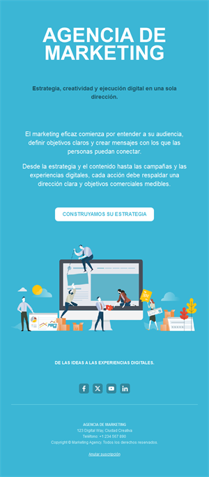 Email azul de agencia de marketing