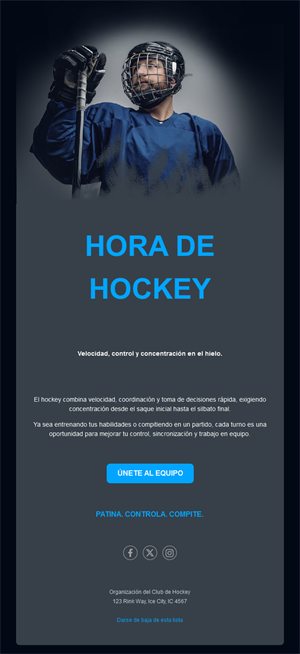 Email oscuro de equipo de hockey