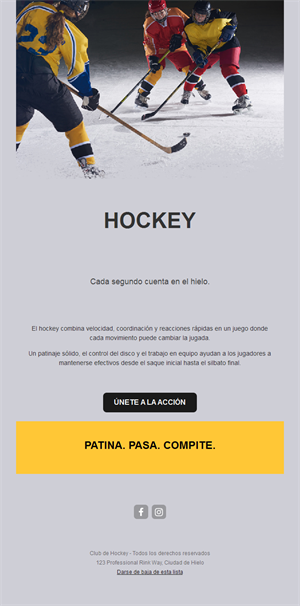 Email de hockey gris y amarillo