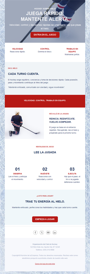 Newsletter de club de hockey sobre hielo