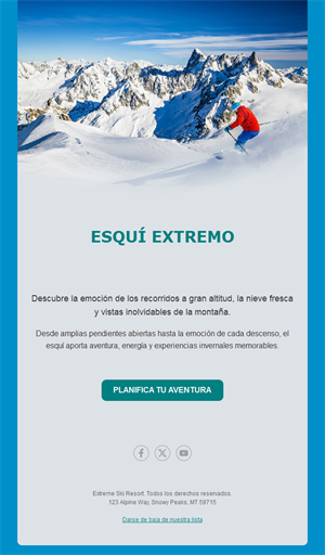 Email de estación de esquí extremo