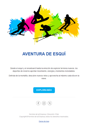 Email colorido de aventura en la nieve