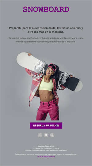 Email de clases de snowboard