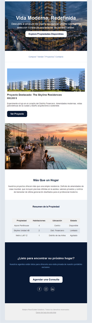 Email inmobiliario de pisos modernos