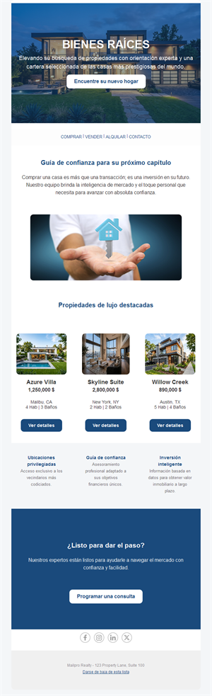 Newsletter de inmuebles de lujo