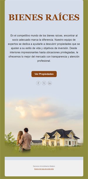 Email verde oliva de agencia inmobiliaria