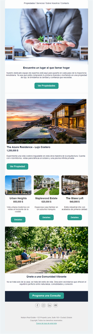 Newsletter de anuncios de propiedades