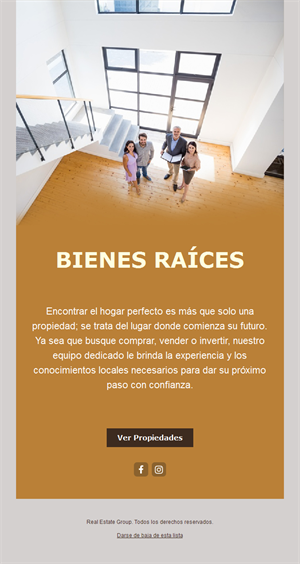 Email ocre de agencia inmobiliaria