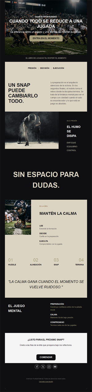 Email para calentar un gran partido