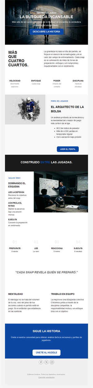 Newsletter de fútbol americano: jugador destacado