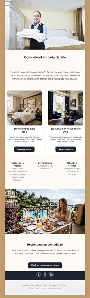 Email de confort y servicio de hotel